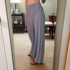 NWT Angie Wide Leg Blue & White Pants